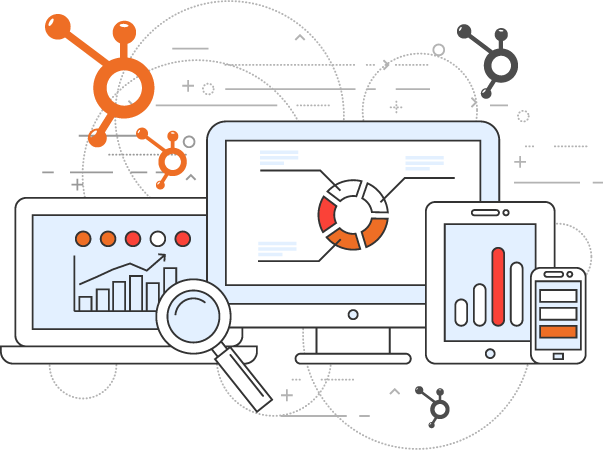 HubSpot logo with various devices
