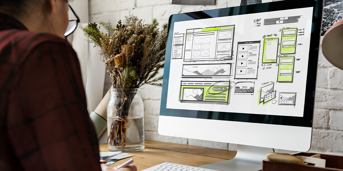Website development layout sketch drawing